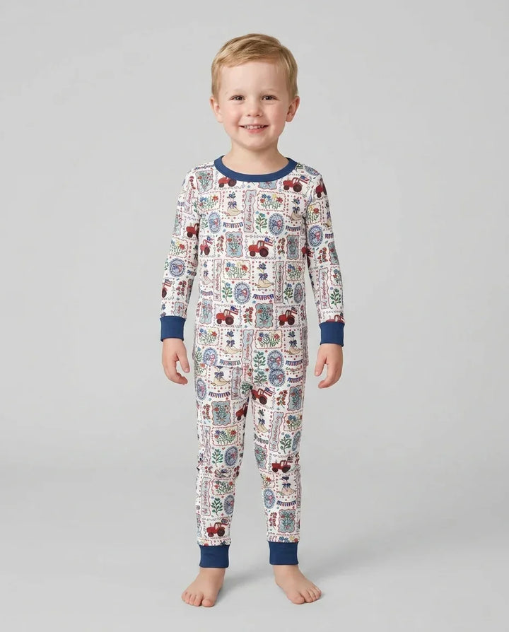 Patriotic USA Silly Goose Family Matching Bamboo Two Piece Long Sleeve Pajama Set