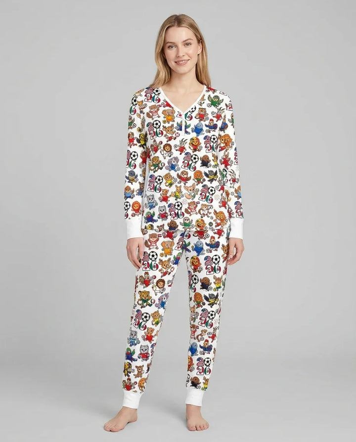 Plantilla de conjunto de pijama de mujer de bambú