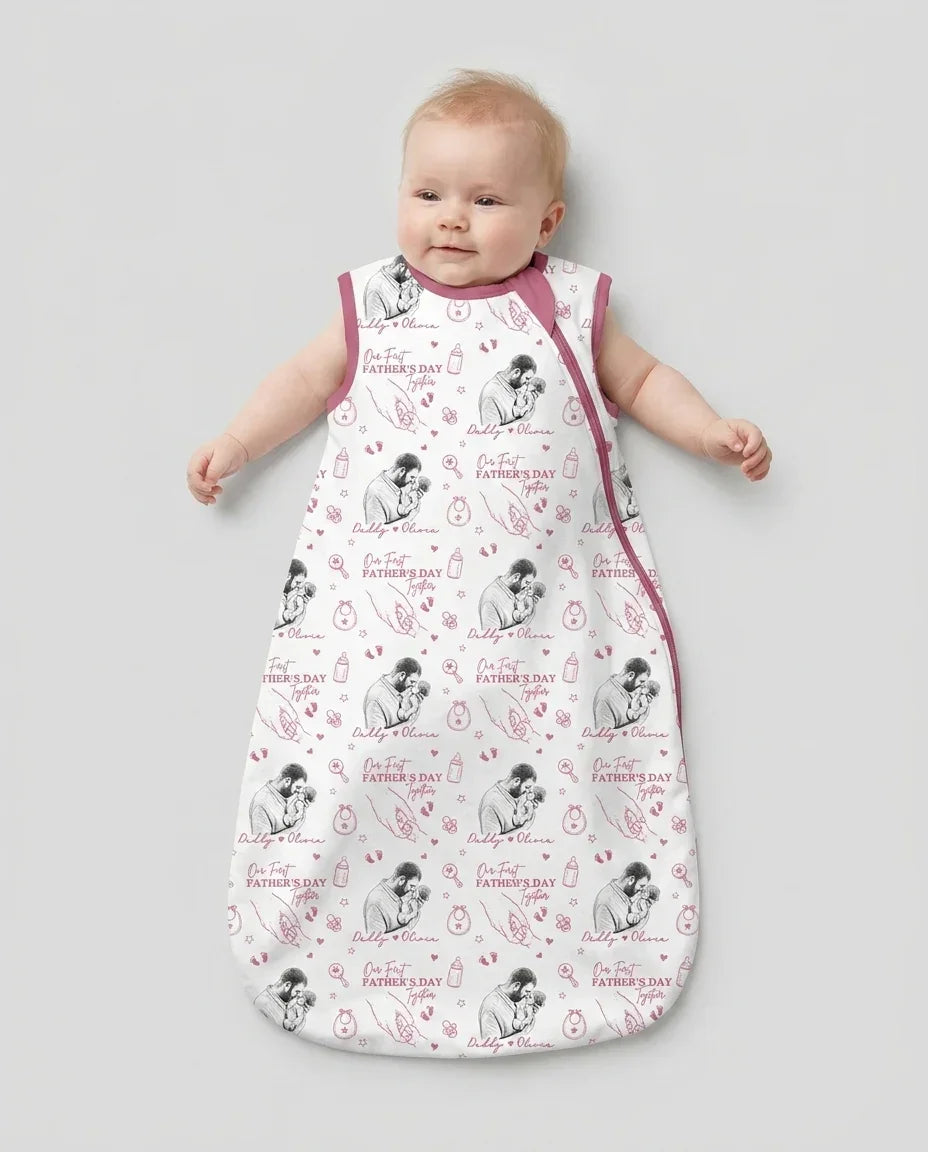 Custom Photo Our First Father's Day Together Bamboo Sleep Bag