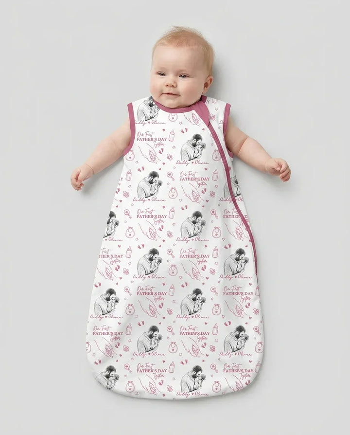 Custom Photo Our First Father's Day Together Bamboo Sleep Bag