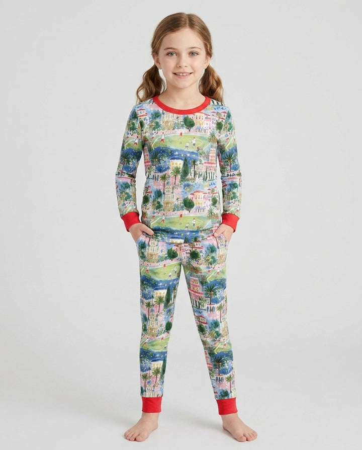 Zweiteiliges Langarm-Pyjama-Set mit Sommerfrüchten