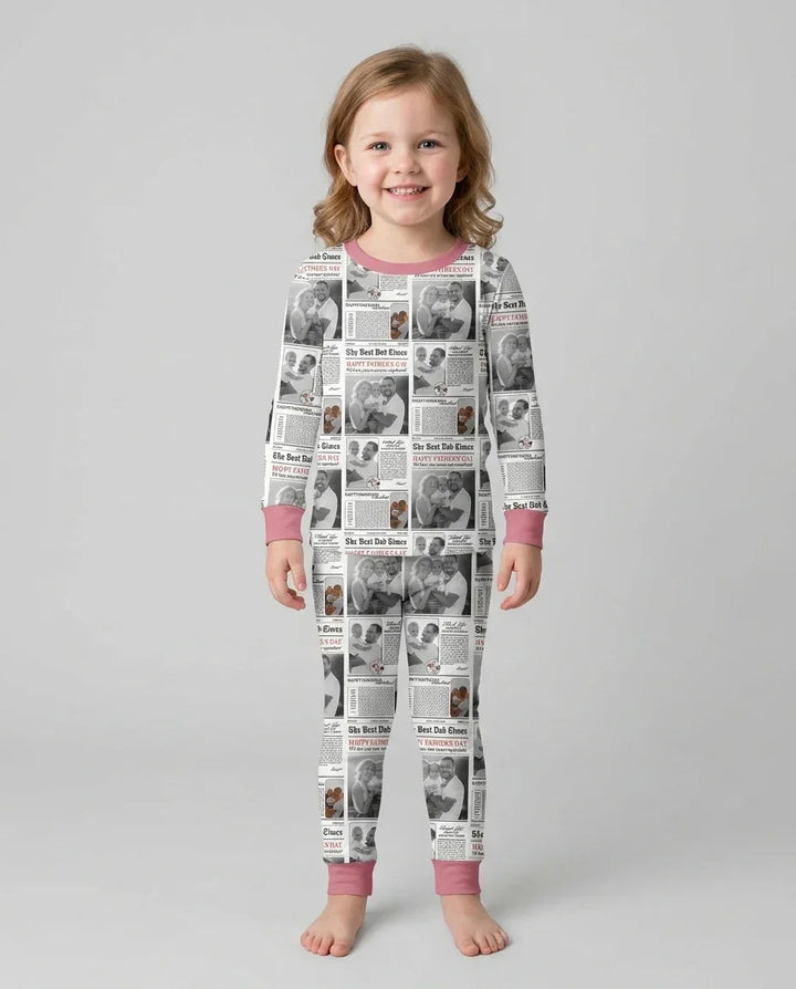 Custom Photo The Best Dad Times Bamboo Two Piece Long Sleeve Pajama Set