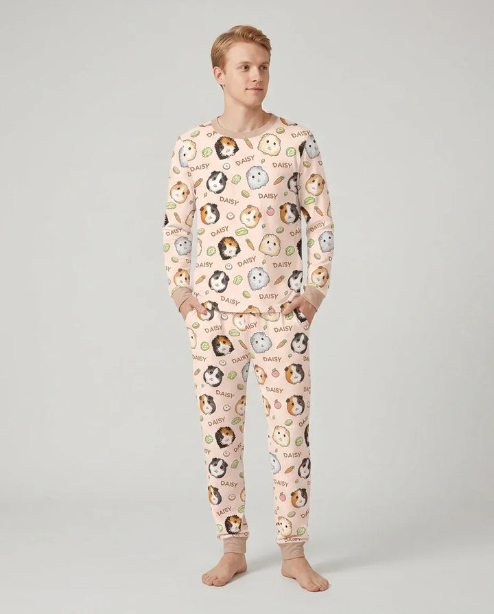 Custom Name Cute Guinea Pigs Bamboo Men's Pajama Set