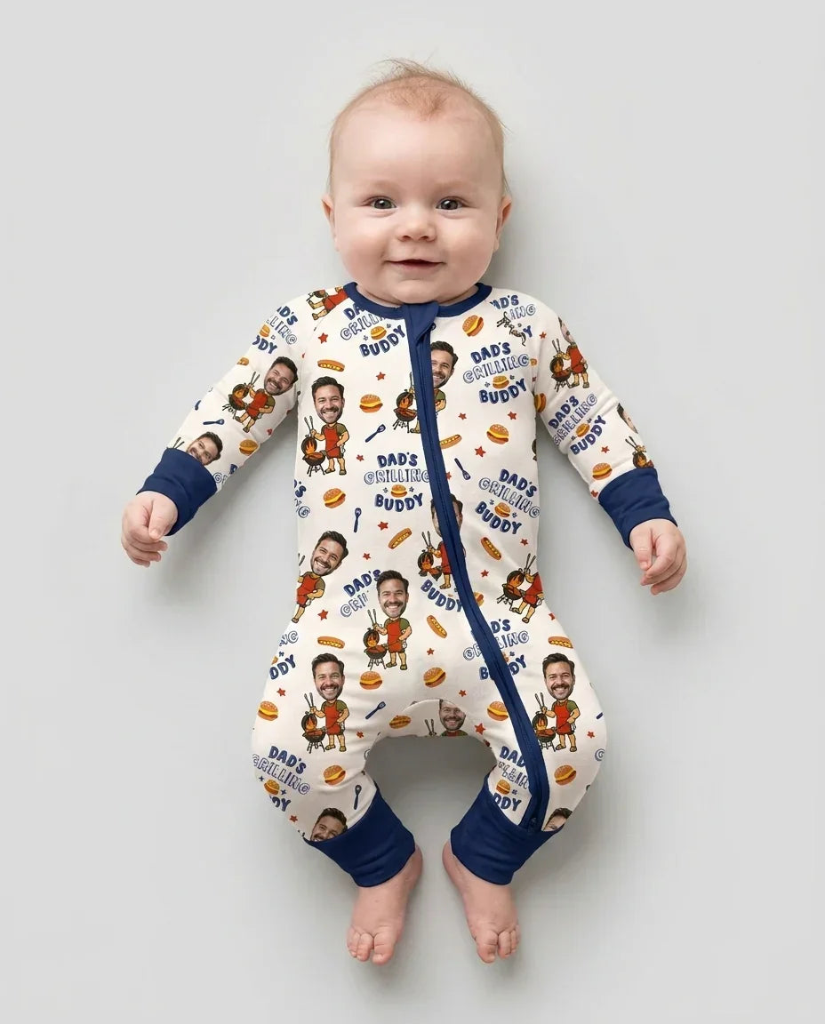 Custom Photo Dad's Grilling Buddy Family Matching Bamboo Convertible Zippy