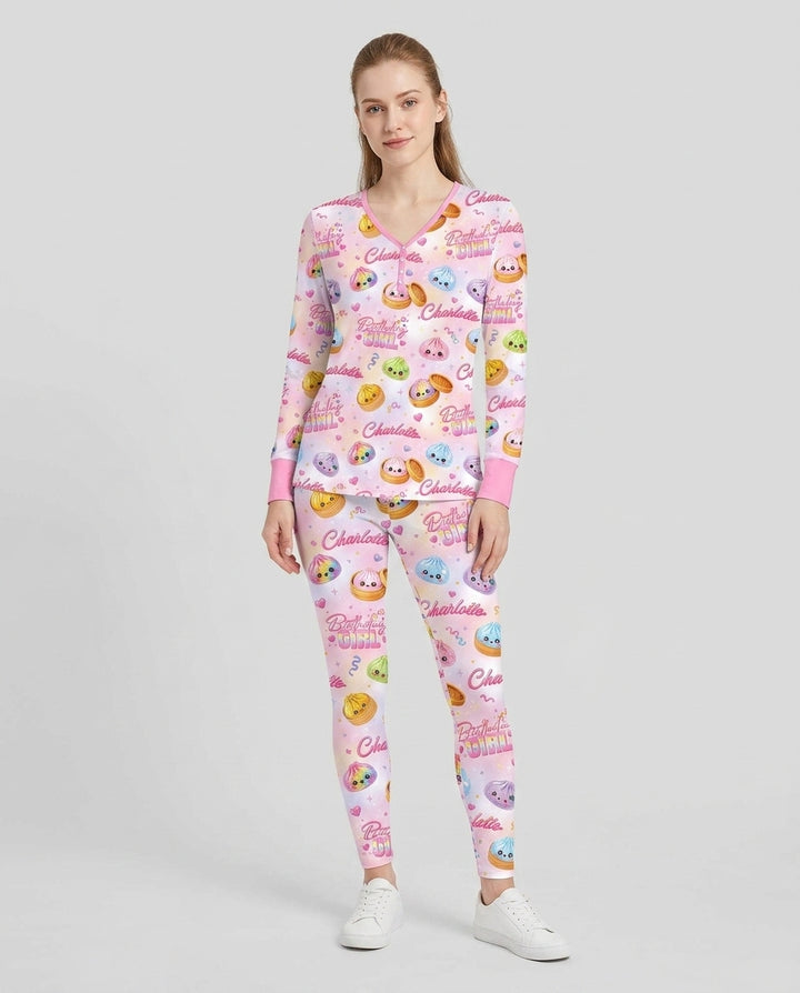 Birthday Girl Glitter Dumpling Bamboo Women Pajama Set