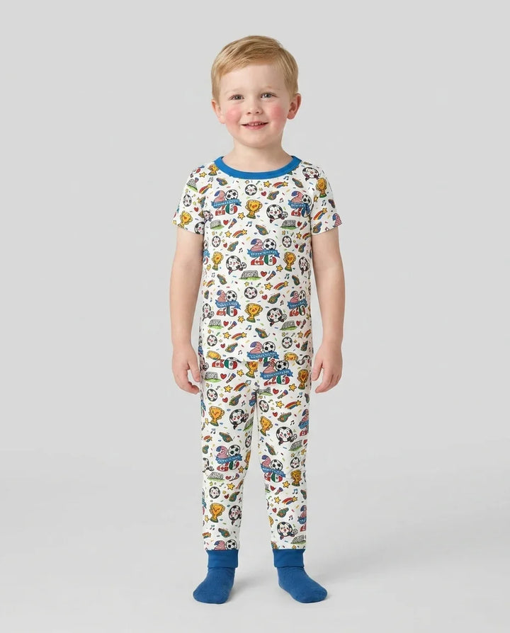 Soccer Fever 2026 Family Matching Bamboo Two Piece Short Sleeve Pajama Set