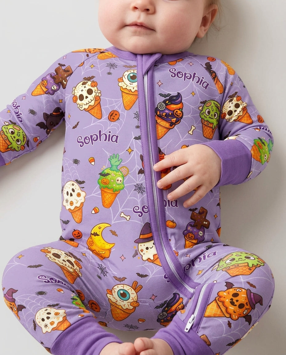 Custom Name Halloween Ice Cream Bamboo Convertible Zippy