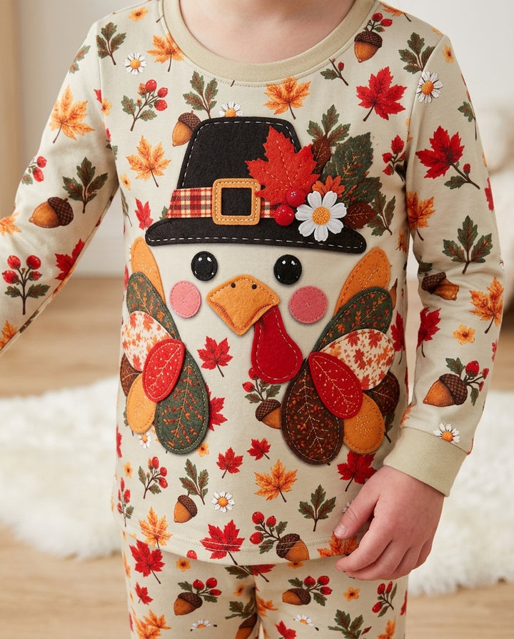 Thanksgiving Turkey Ugly Bamboo Two Piece Long Sleeve Pajama Set