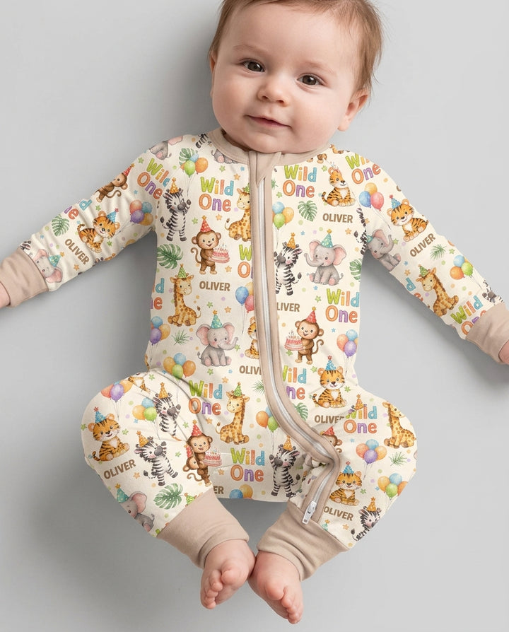 Custom Name 1st Birthday Wild One Bamboo Convertible Zippy