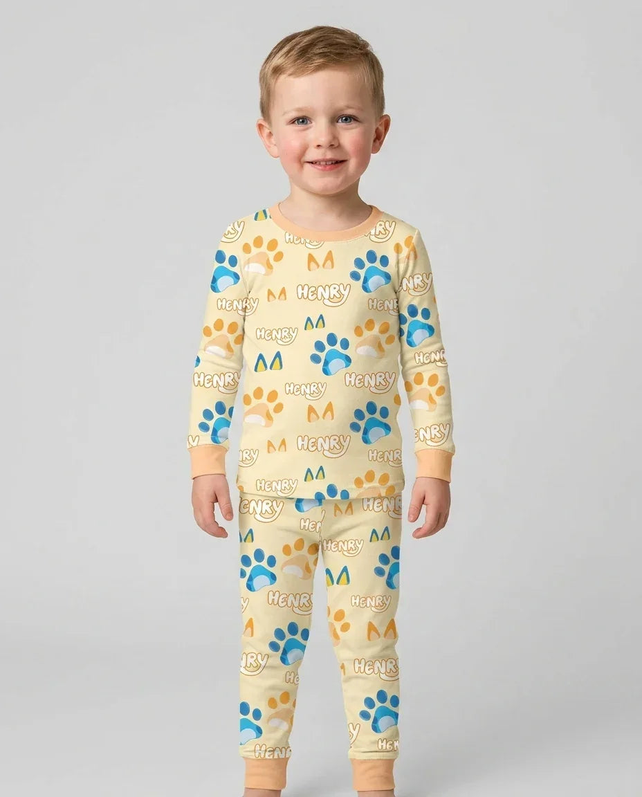 Conjunto de pijama de dos piezas de bambú con mangas largas, plantilla PERSONALIZADA