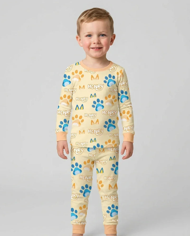 Conjunto de pijama de dos piezas de bambú con mangas largas, plantilla PERSONALIZADA