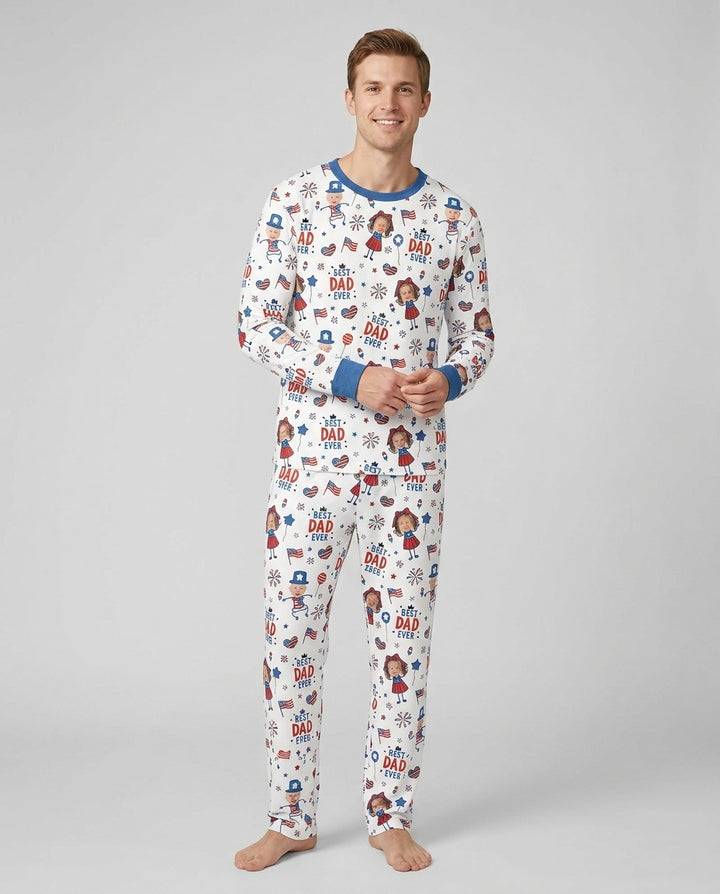 Custom Photo Best Patriotic Family Ever Bamboo Men's Pajama Set