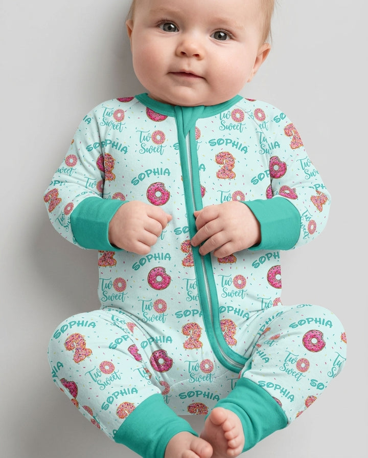 Custom Name Two Sweet Donut Bamboo Convertible Zippy