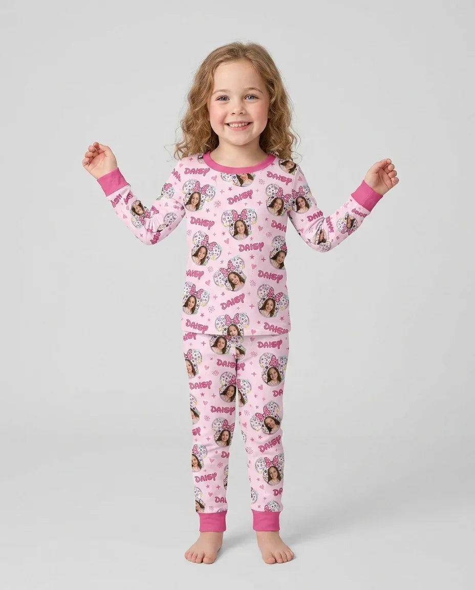 Custom Photo Little Princess Bamboo Two Piece Long Sleeve Pajama Set