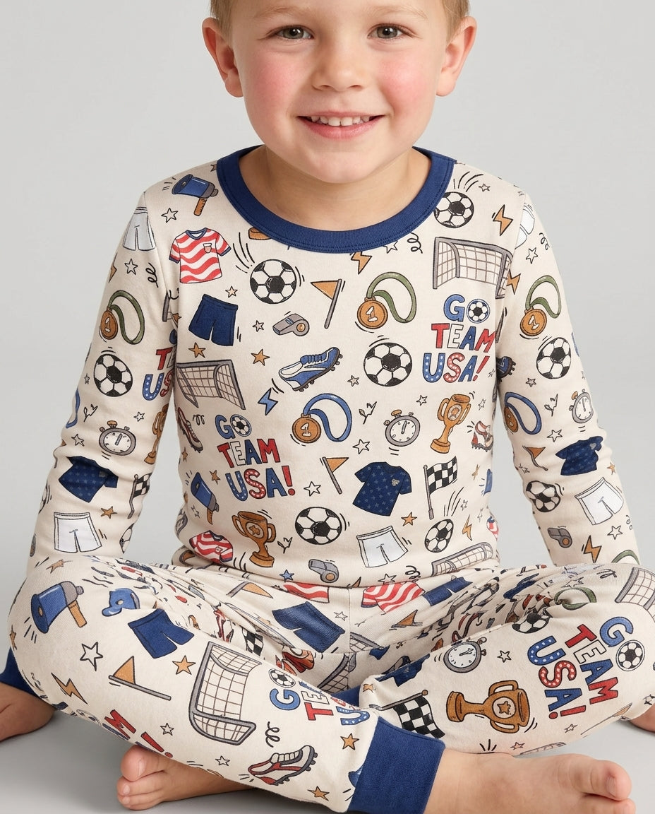 Soccer Go Team USA Bamboo Two Piece Long Sleeve Pajama Set