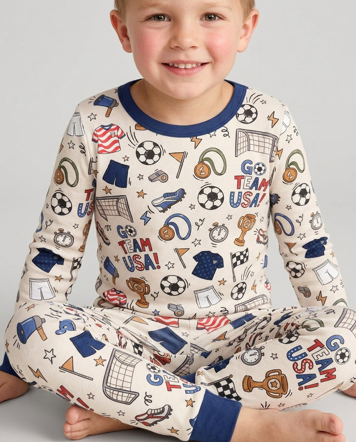 Soccer Go Team USA Bamboo Two Piece Long Sleeve Pajama Set