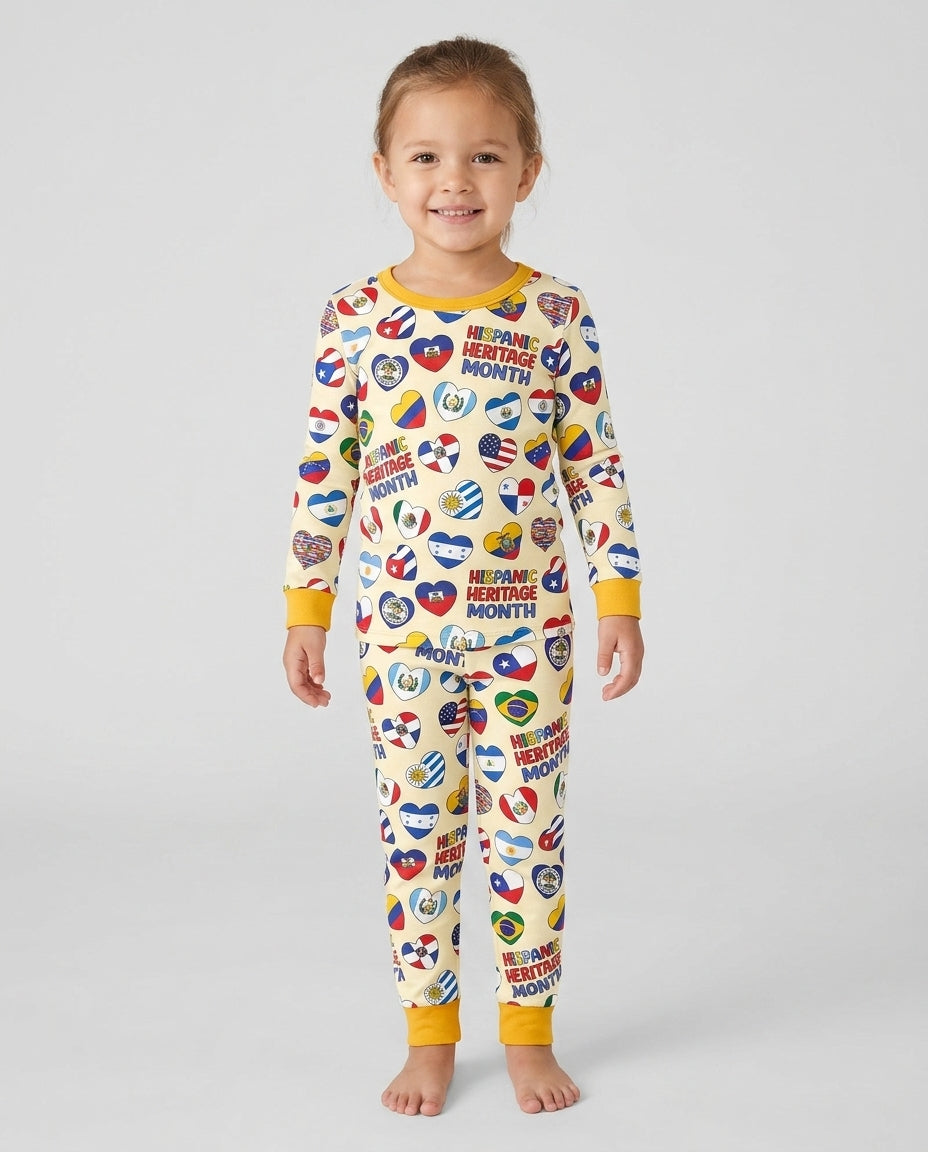 Zweiteiliges Langarm-Pyjama-Set mit Sommerfrüchten