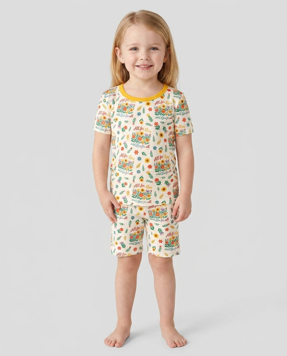 Love For All Family Matching Bamboo Two Piece Short Sleeve Shorts Pajama Set