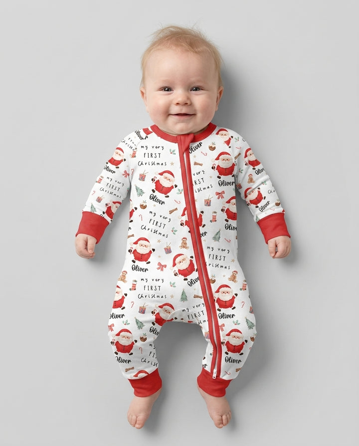 Custom Name My Very First Christmas Santa  Bamboo Convertible Zippy