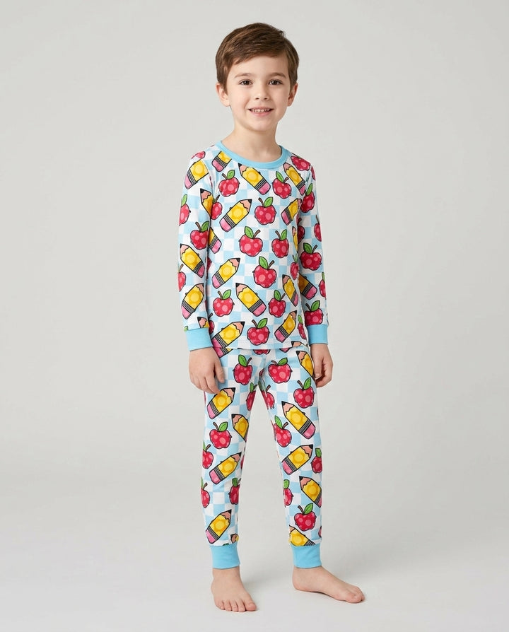 Zweiteiliges Langarm-Pyjama-Set mit Sommerfrüchten