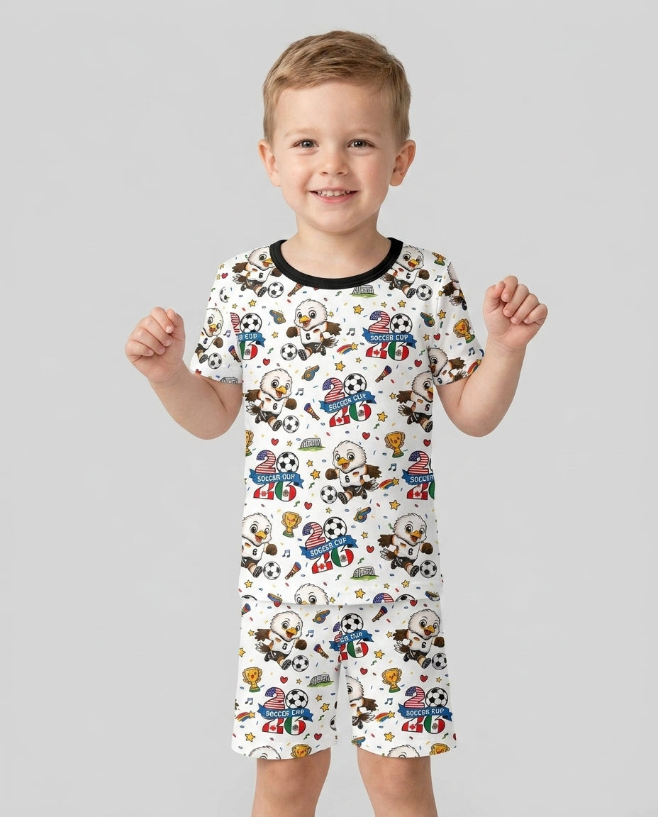 Conjunto de Pijama de Dos Piezas de Bambú con Mangas Cortas y Pantalones Cortos