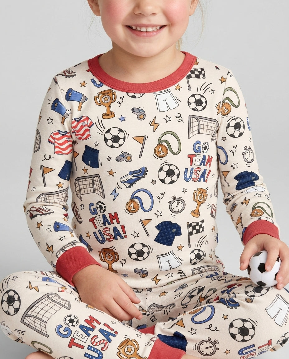Soccer Go Team USA Bamboo Two Piece Long Sleeve Pajama Set
