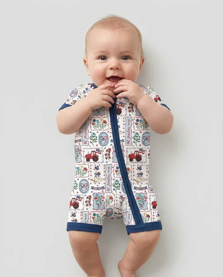 Patriotic USA Silly Goose Family Matching Bamboo Shorty Zippy