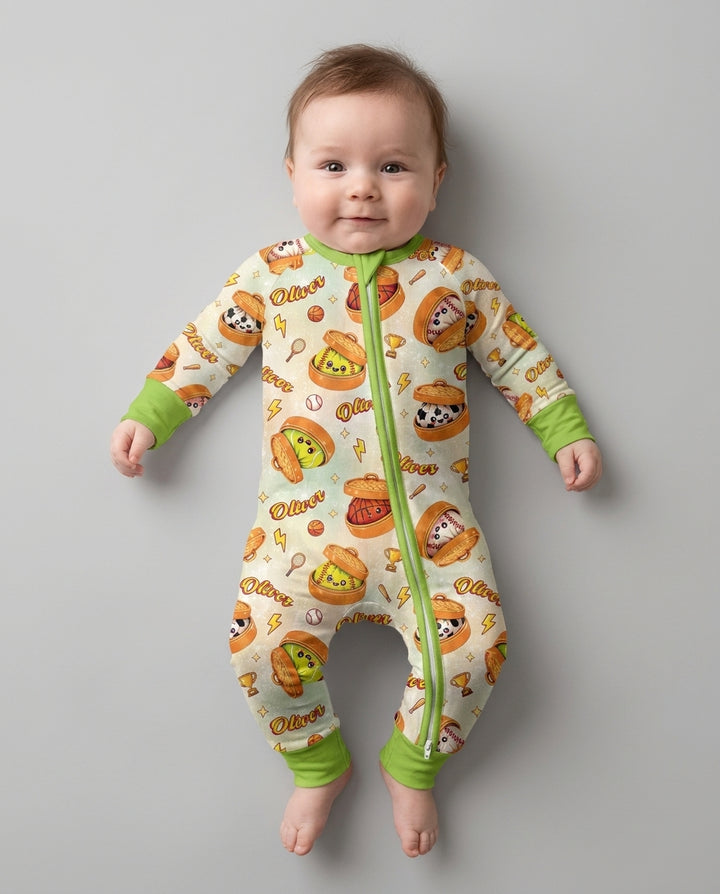 Custom Name Sports Dumpling Bamboo Convertible Zippy