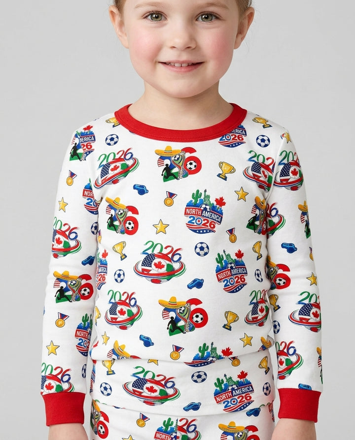 World Soccer North America 2026 Family Matching Bamboo Two Piece Long Sleeve Pajama Set