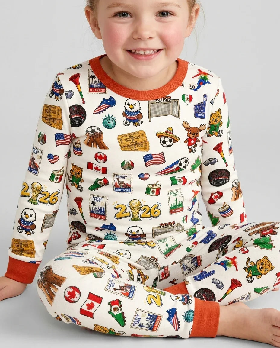 Zweiteiliges Langarm-Pyjama-Set mit Sommerfrüchten