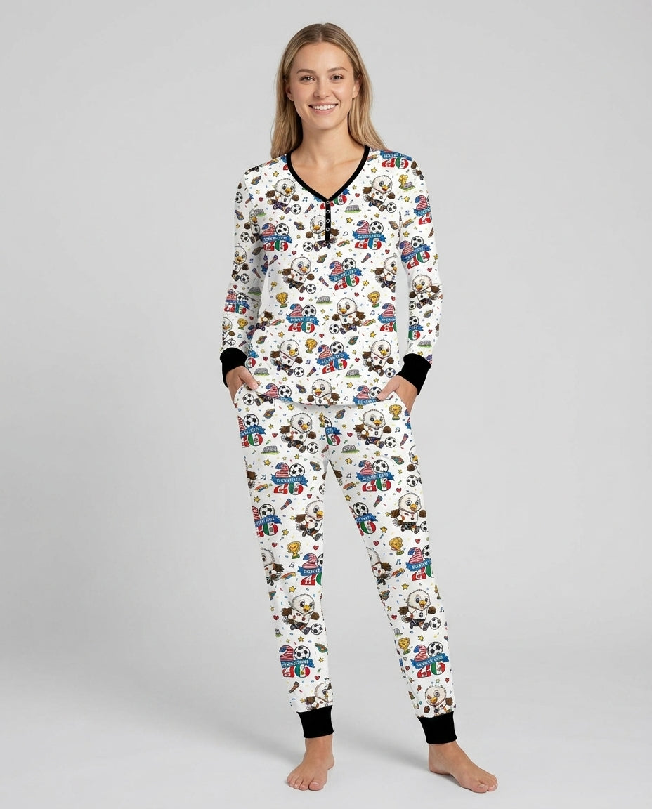 Plantilla de conjunto de pijama de mujer de bambú