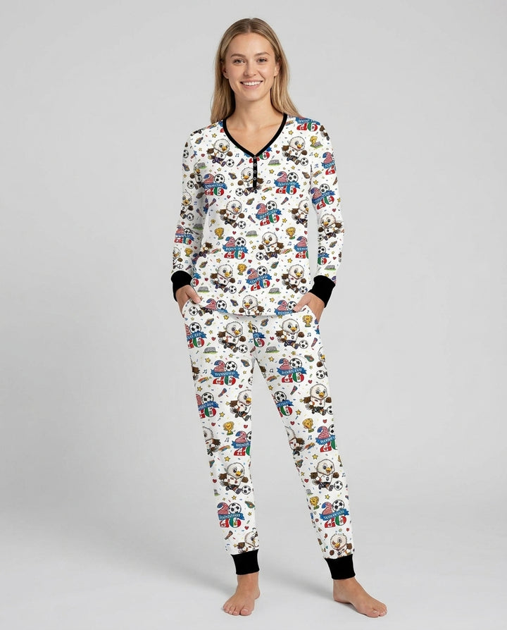 Plantilla de conjunto de pijama de mujer de bambú