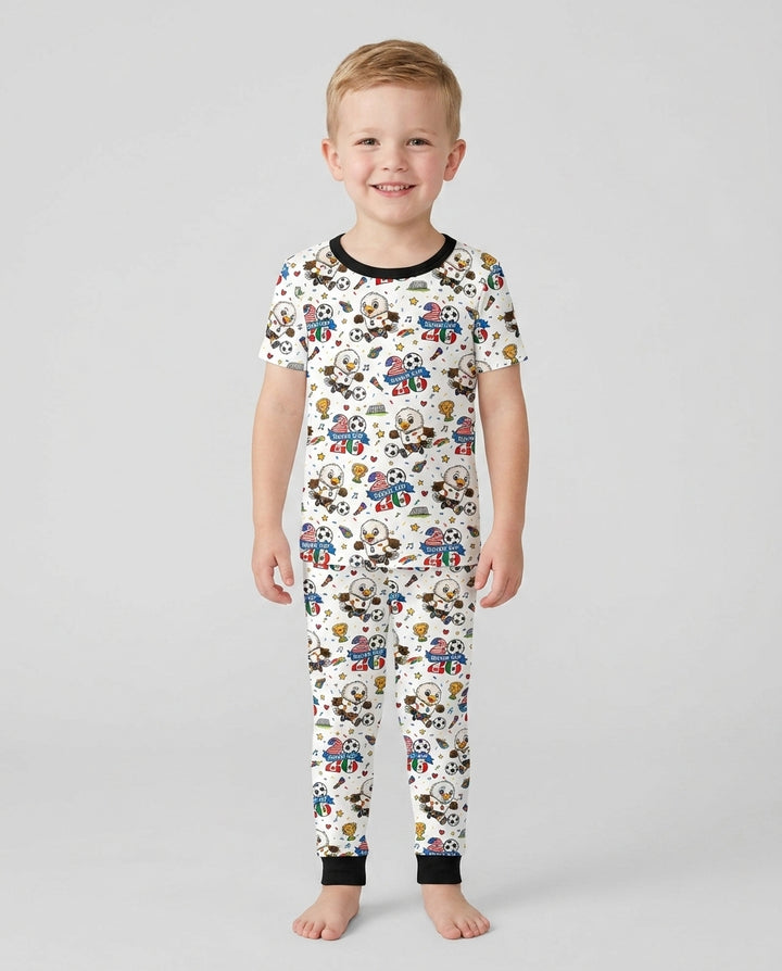 Conjunto de pijama de dos piezas de bambú de manga corta, plantilla personalizada
