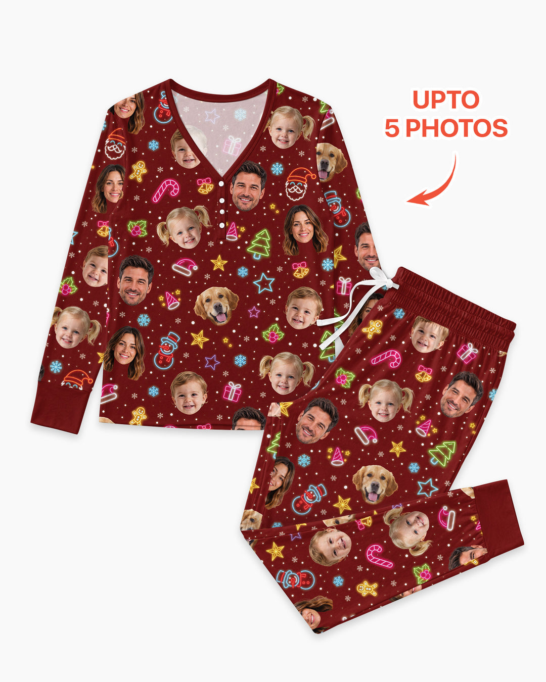 Christmas Faces Bamboo Women Pajama Set