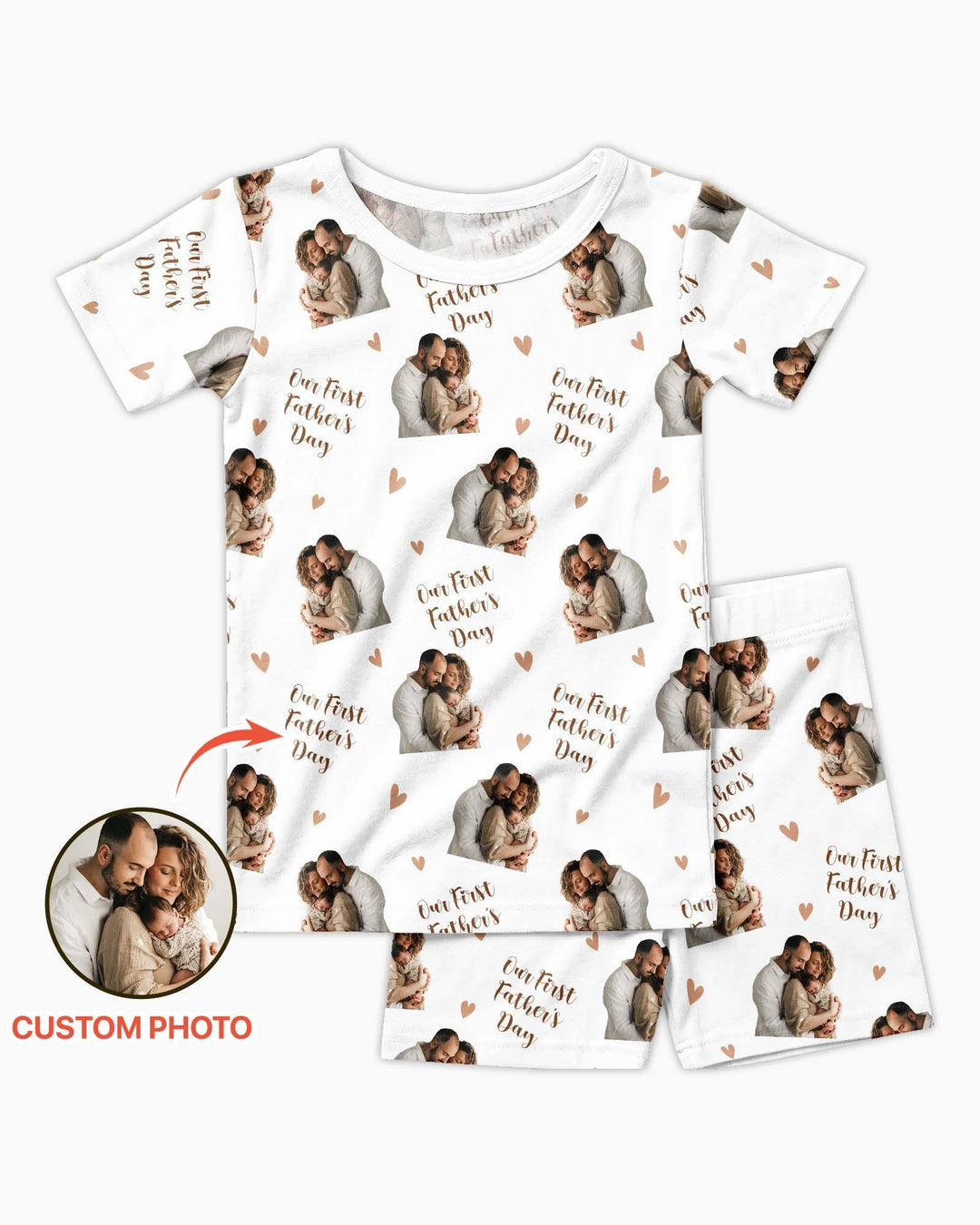 Custom Photo Our First as Parents Bamboo Two Piece Short Sleeve Shorts Pajama Set