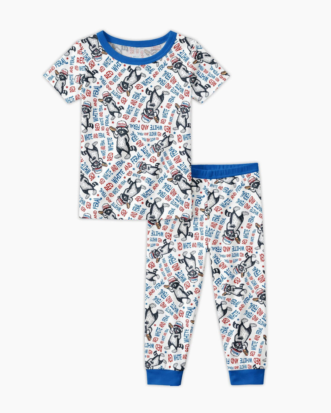 Red White and Feral Bamboo Two Piece Short Sleeve Pajama Set