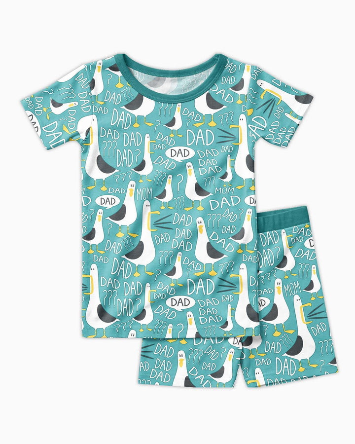 Funny Seagull DAD Bamboo Two Piece Short Sleeve Shorts Pajama Set