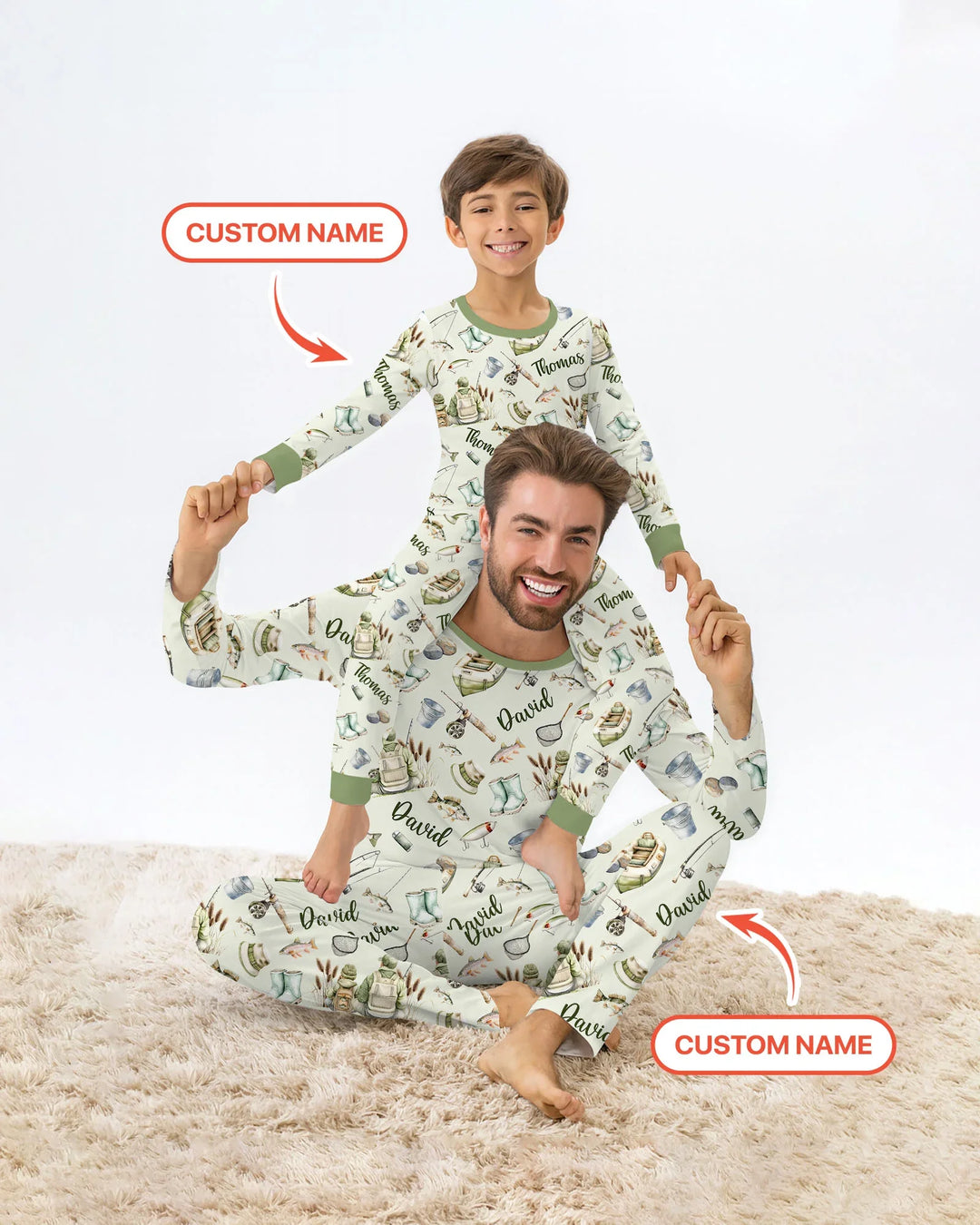 Custom Name Fishing Day Daddy & Me Matching Bamboo Men's Pajama Set