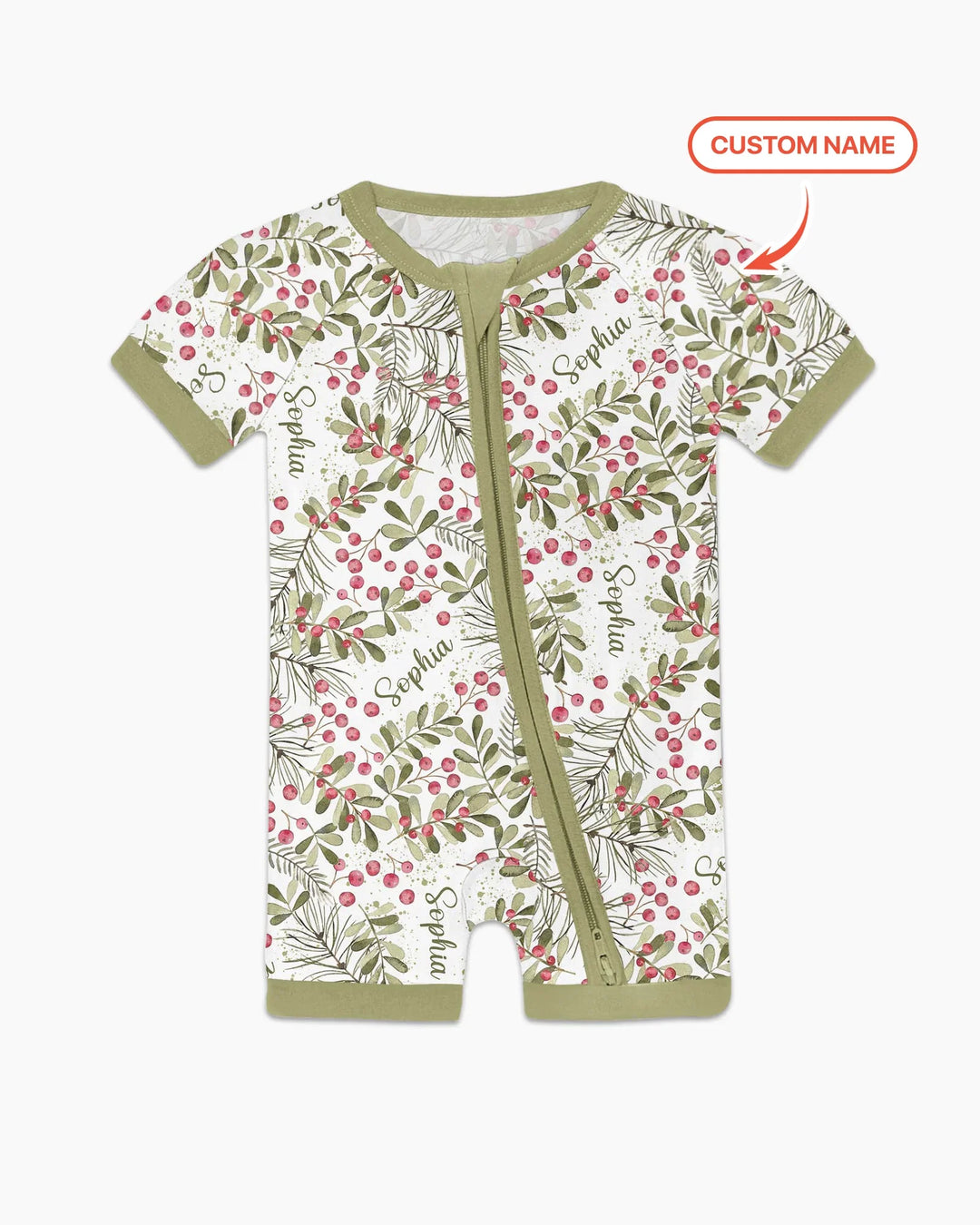 Bambas cortas con cremallera y estampado de flores de nacimiento con nombre personalizado
