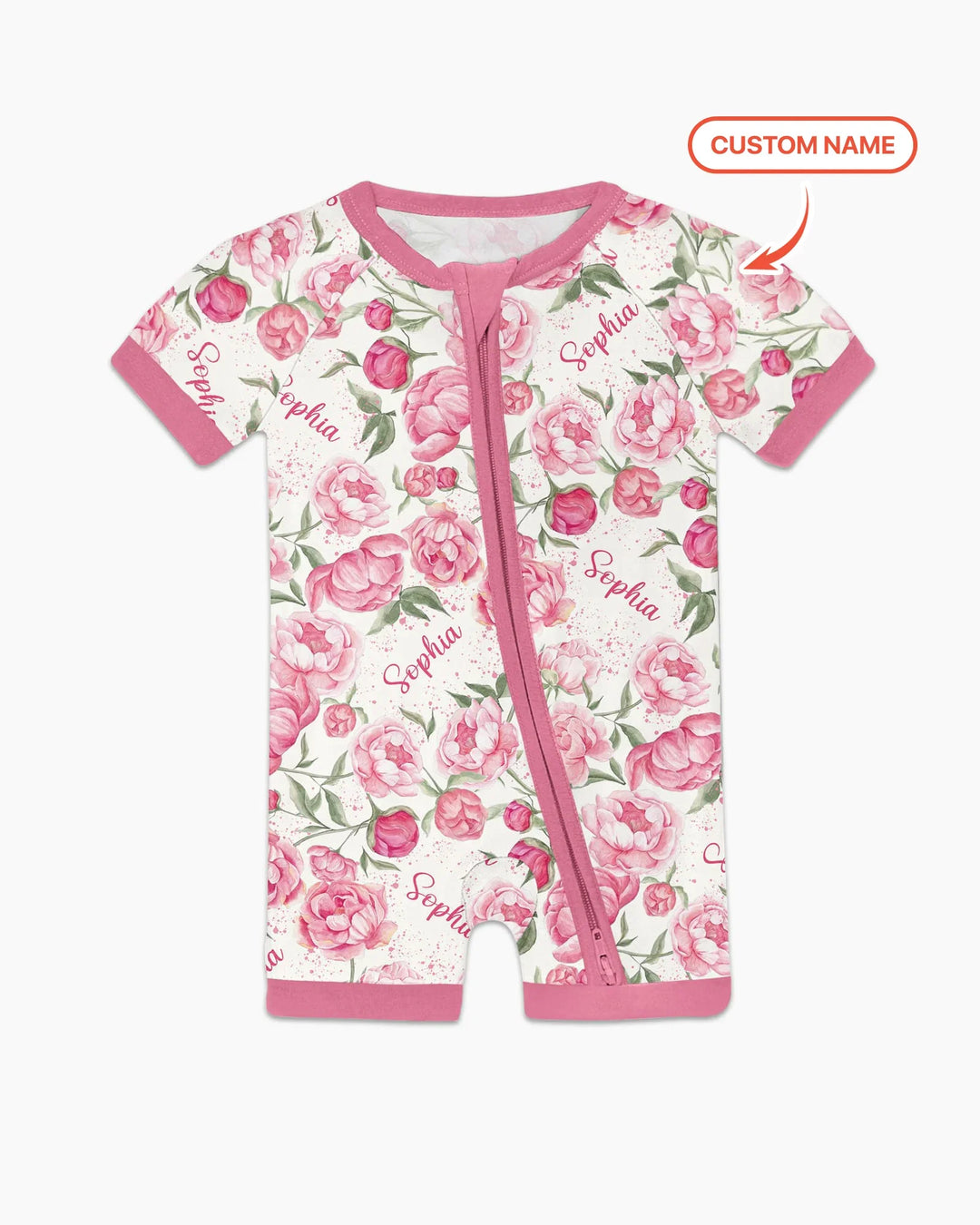 Bambas cortas con cremallera y estampado de flores de nacimiento con nombre personalizado
