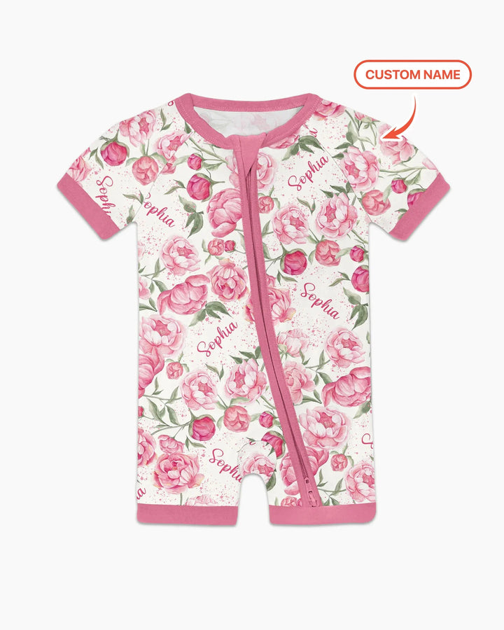 Bambas cortas con cremallera y estampado de flores de nacimiento con nombre personalizado