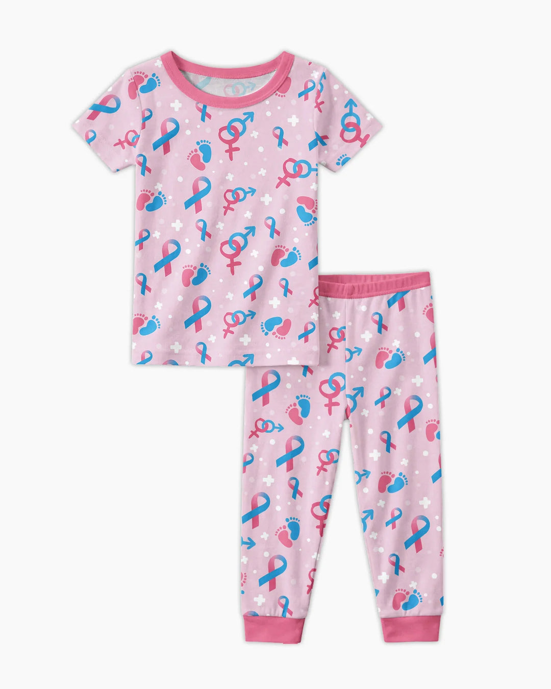 Infertility Awareness Blue and Pink Bamboo Two Piece Short Sleeve Pajama Set