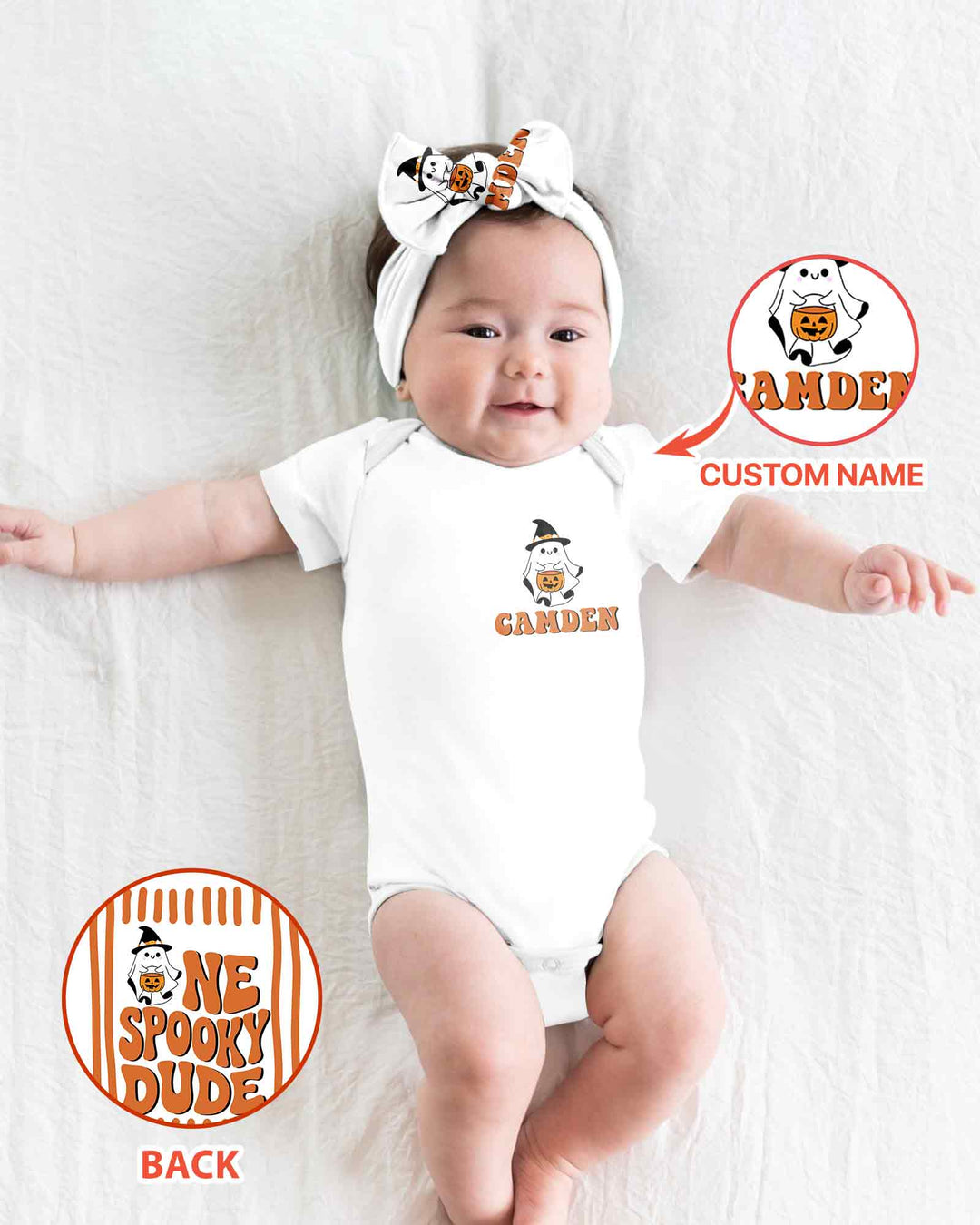 Personalized One Spooky Dude Halloween Birthday Bamboo Bodysuit