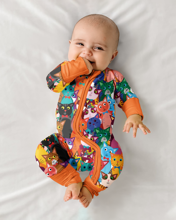 Colorful Cat Pattern Bamboo Convertible Zippy