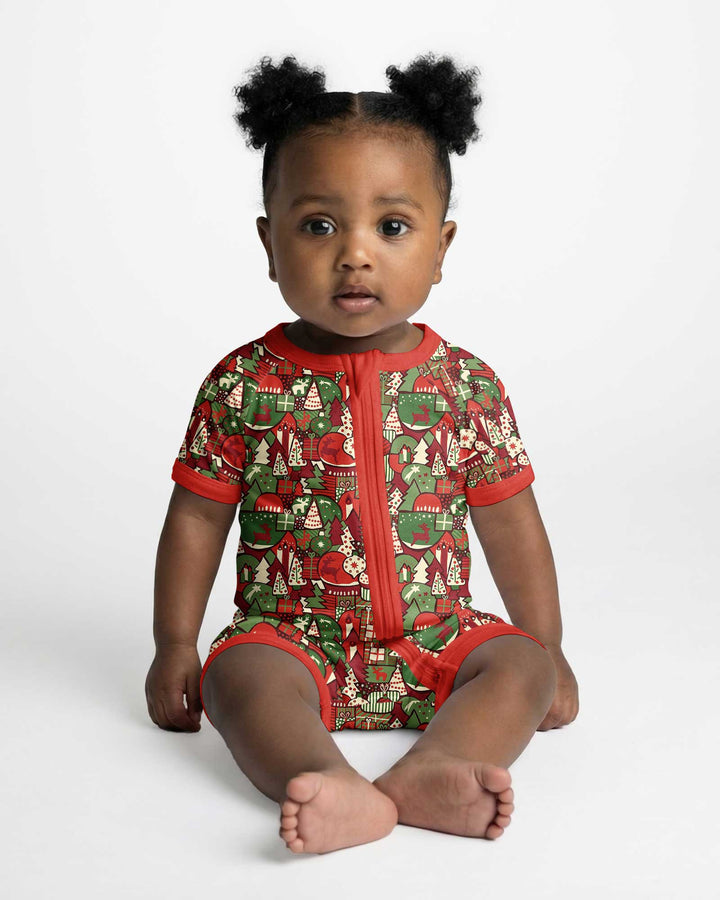 Christmas Time Mosaic Bamboo Shorty Zippy