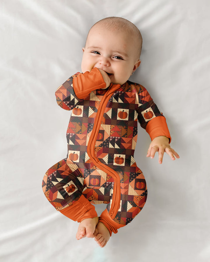 Vintage Pumpkin Patchwork Fall Bamboo Convertible Zippy