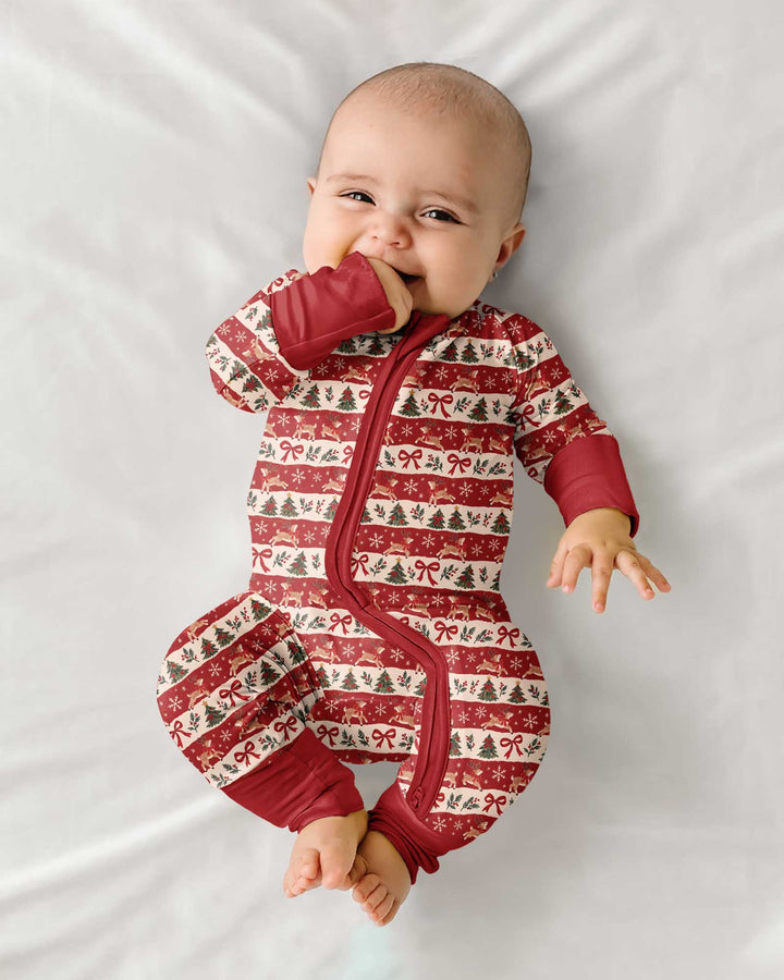 Vintage Reindeer Christmas Stripes Bamboo Convertible Zippy