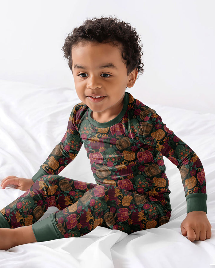 Velvet Pumpkins Bamboo Two Piece Long Sleeve Pajama Set