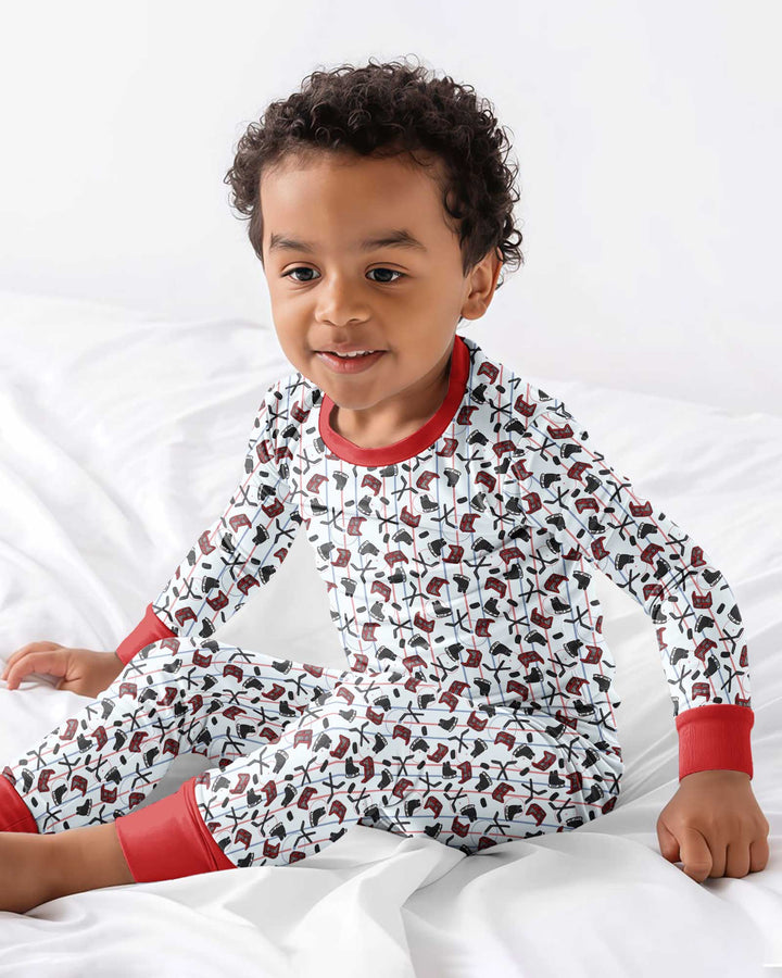 Hockey Rink Bamboo Two Piece Long Sleeve Pajama Set
