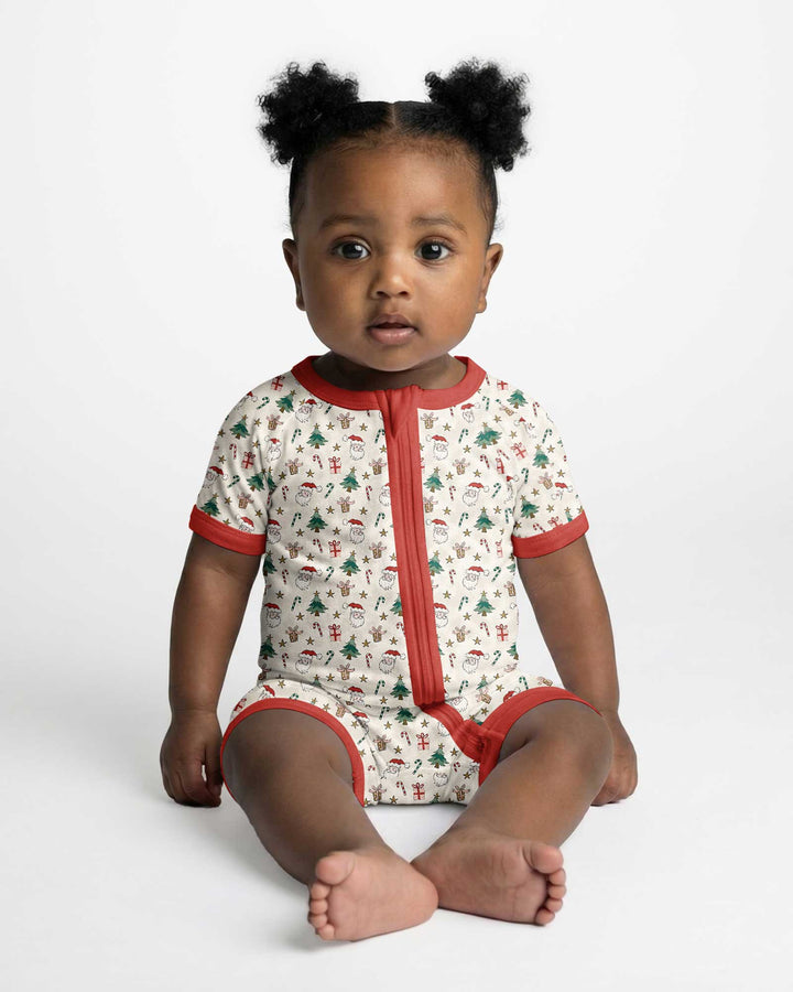 Snowy Santa Bamboo Shorty Zippy
